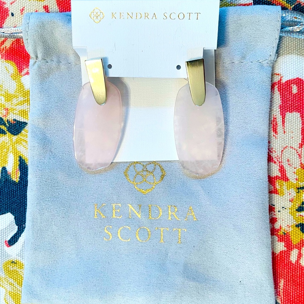 Kendra Scott Drop Earrings in Rose Quartz